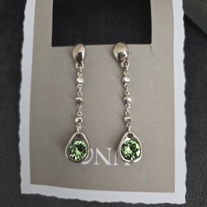 UNO de 50 Silver Drop Earrings with Green Stones